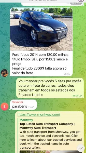 Cliente mostra o Ford Focus 2014 clean title com 130 mil milhas: lance de $1.500 e conta fechando em $2.300, faltando só o frete