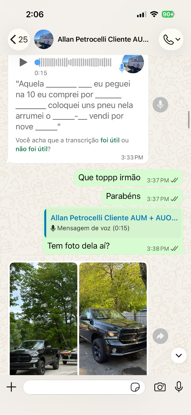 Print da conversa do Allan contando que comprou por 4.500 e vendeu por 9.000